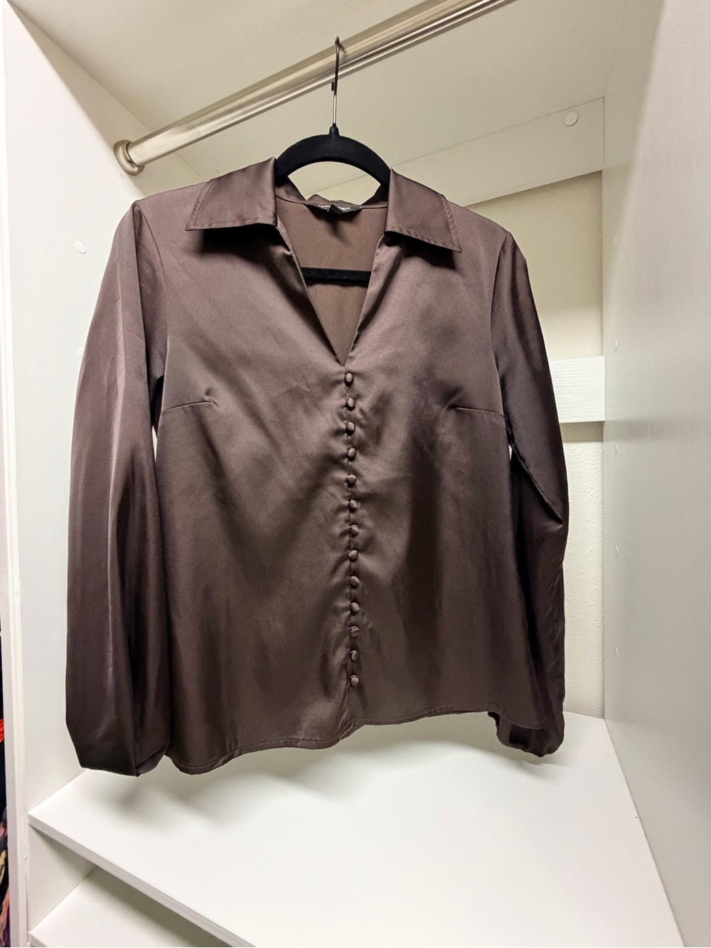 Banana Republic Silky Button-Front Brown Blouse Size XS